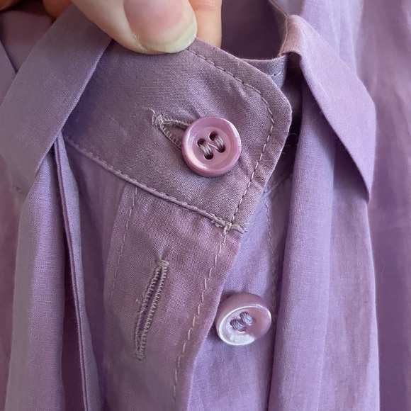 Moschino Vintage Sheer Purple Bow Tie Collar Blouse - Picture 4 of 6